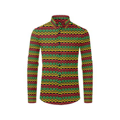 Rasta Reggae Color Themed Men's Long Sleeve Shirt