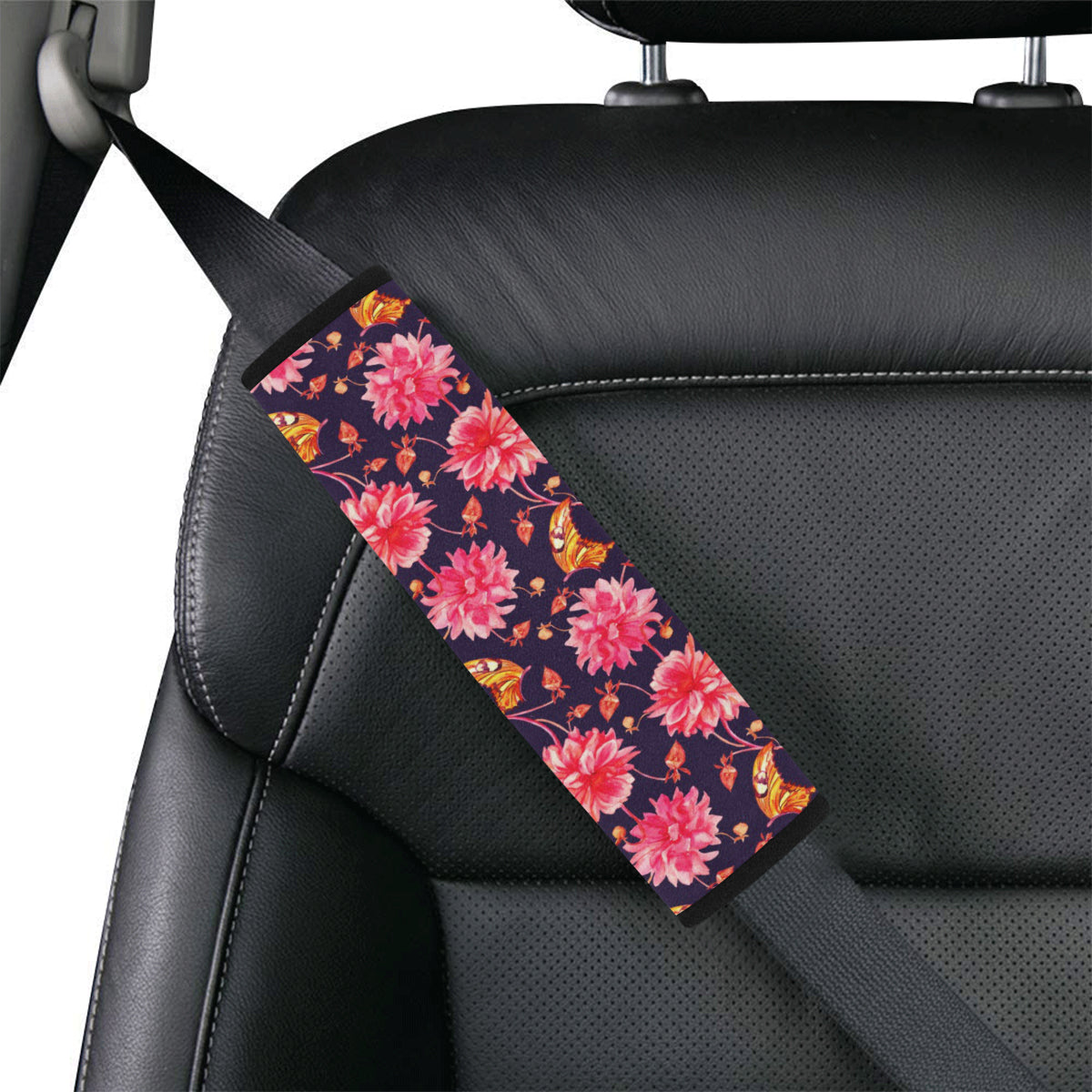 Dahlia Pattern Print Design DH03 Car Seat Belt Cover