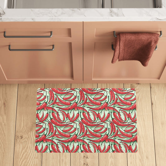 Chilli Pepper Pattern Print Design 04 Kitchen Mat