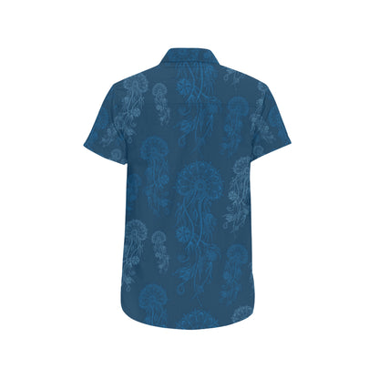 Jellyfish Pattern Print Design 01 Men's Short Sleeve Button Up Shirt