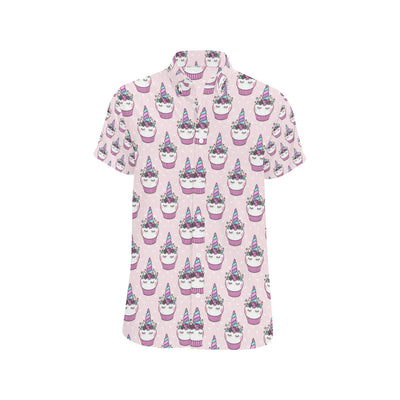 Cupcakes Unicorn Print Pattern Men's Short Sleeve Button Up Shirt