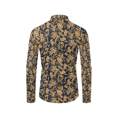 Baroque Golden Pattern Print Design 03 Men's Long Sleeve Shirt