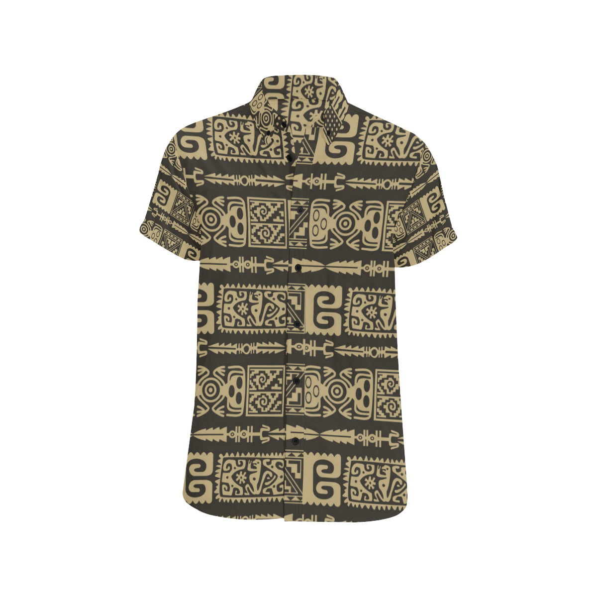 Mayan Pattern Print Design 03 Men's Short Sleeve Button Up Shirt