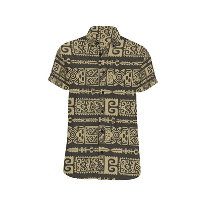Mayan Pattern Print Design 03 Men's Short Sleeve Button Up Shirt