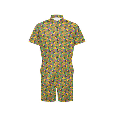 Kente Triangle Design African Print Men's Romper