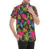 Bird Of Paradise Pattern Print Design BOP014 Men's Short Sleeve Button Up Shirt