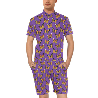 Monarch Butterfly Purple Print Pattern Men's Romper