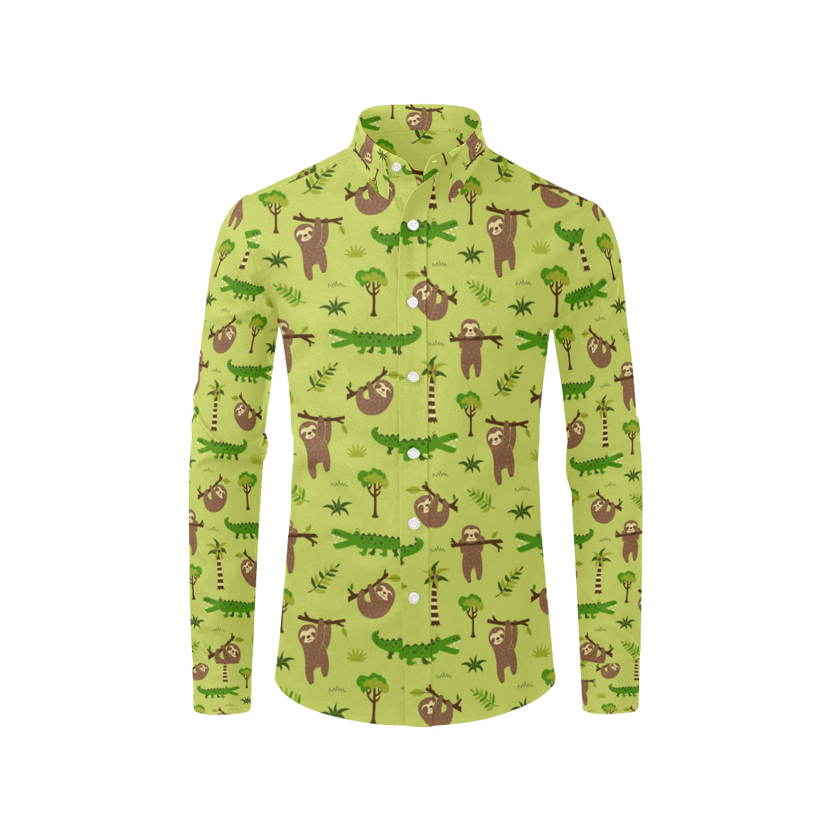 Alligator Pattern Print Design 04 Men's Long Sleeve Shirt