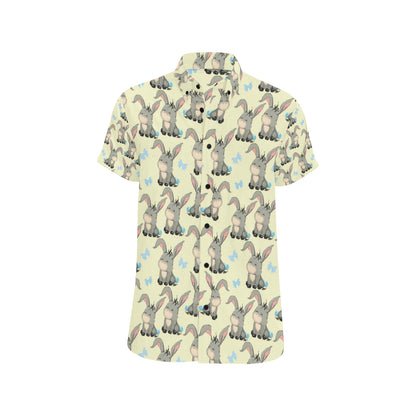 Donkey Baby Pattern Print Design 02 Men's Short Sleeve Button Up Shirt