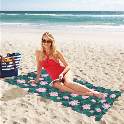 Water Lily Print Design LKS302 Beach Towel 32" x 71"