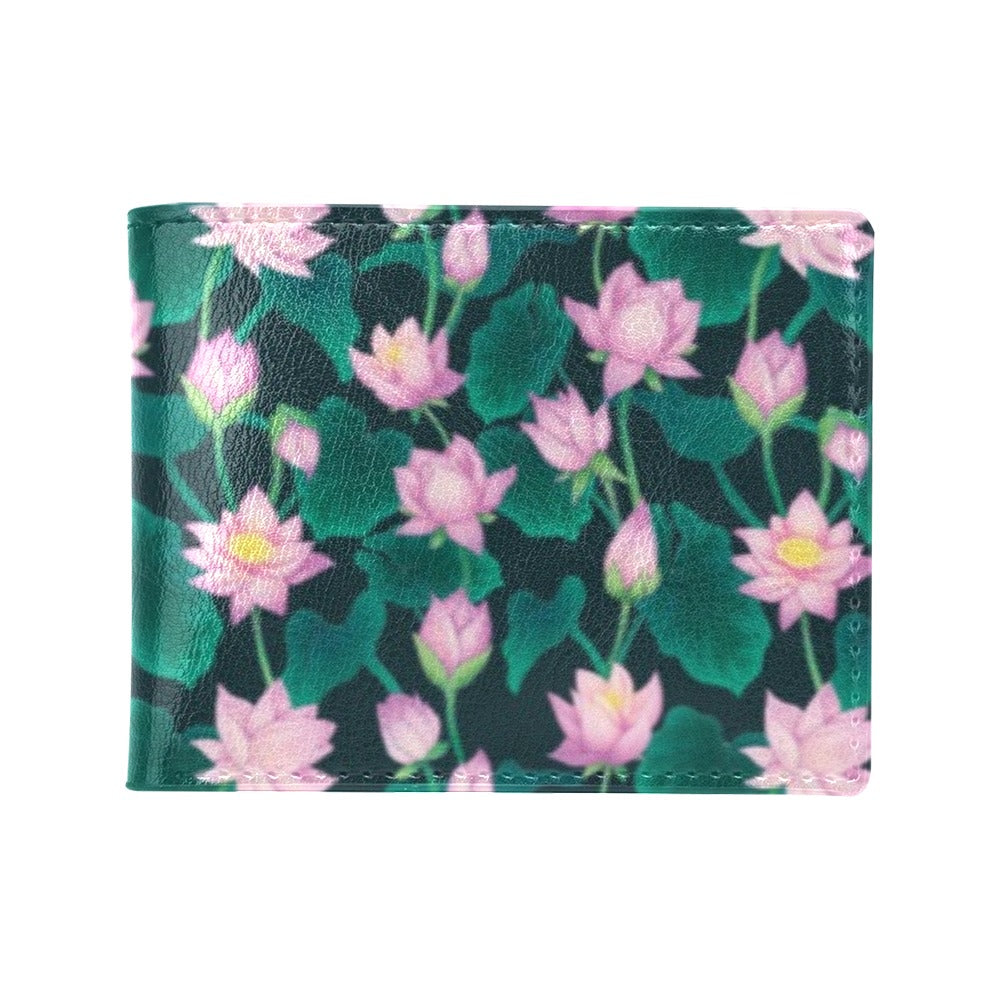 Water Lily Print Design LKS302 Men's ID Card Wallet