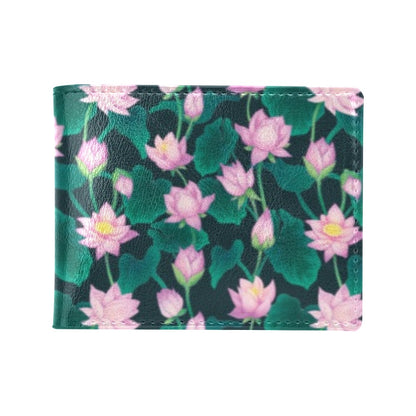 Water Lily Print Design LKS302 Men's ID Card Wallet