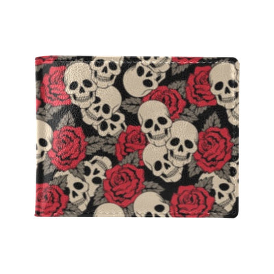 Skull And Roses Print Design LKS301 Men's ID Card Wallet