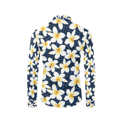 Plumeria Pattern Print Design PM026 Men's Long Sleeve Shirt
