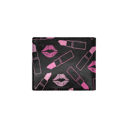 Lipstick Pink Pattern Print Design 01 Men's ID Card Wallet