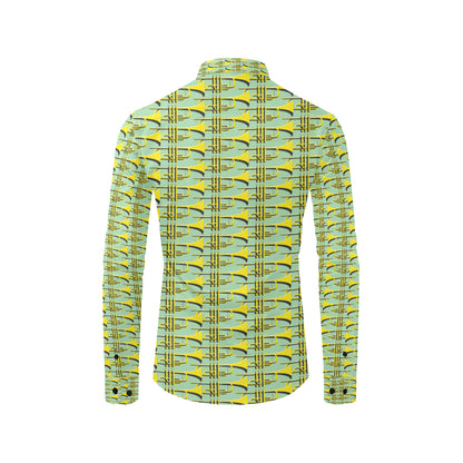 Trumpet Vintage Design Print Men's Long Sleeve Shirt