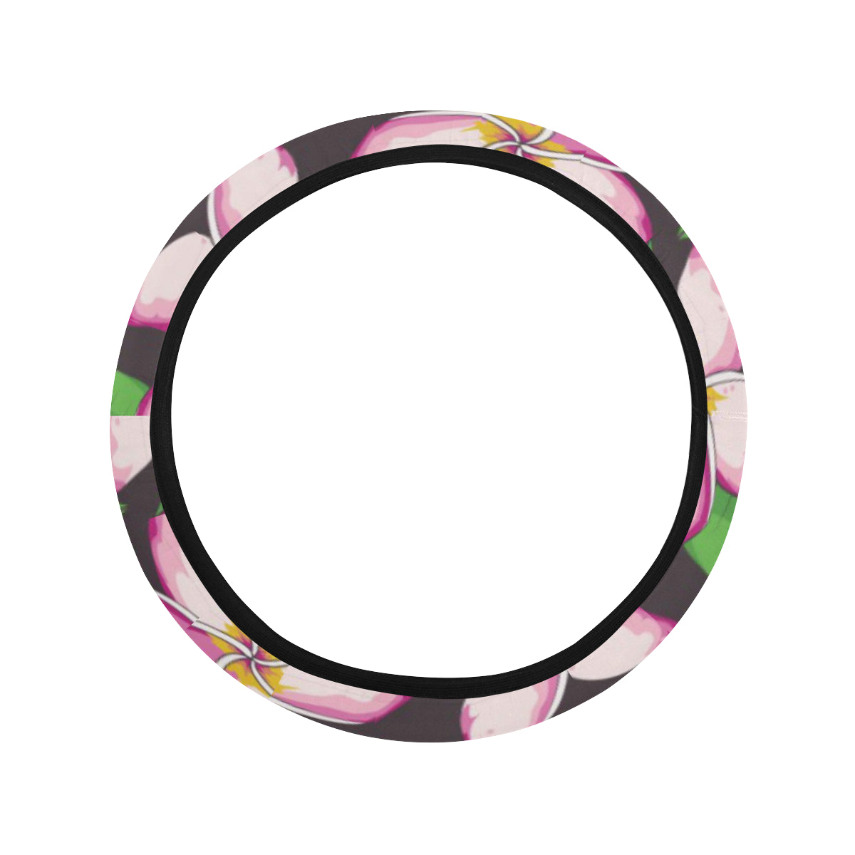 Pink Plumeria Pattern Print Design PM019 Steering Wheel Cover with Elastic Edge