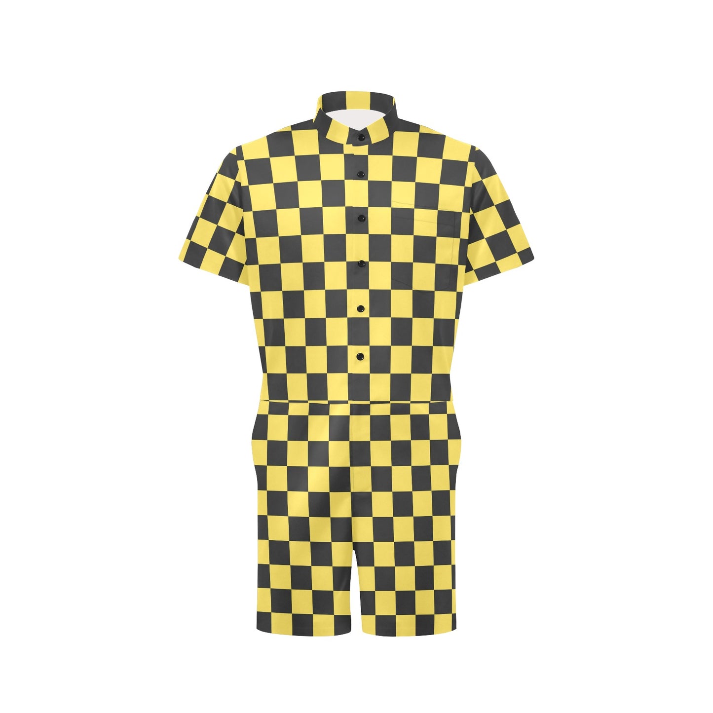 Checkered Yellow Pattern Print Design 03 Men's Romper