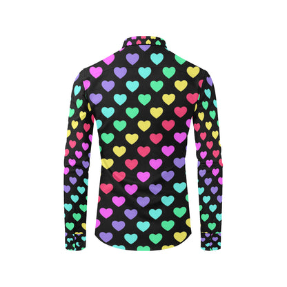 Heart Rainbow Pattern Print Design HE02 Men's Long Sleeve Shirt