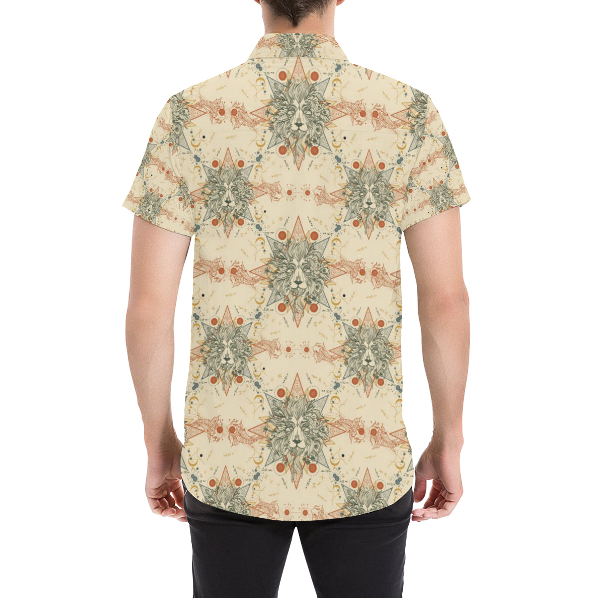 Leo Pattern Print Design 02 Men's Short Sleeve Button Up Shirt