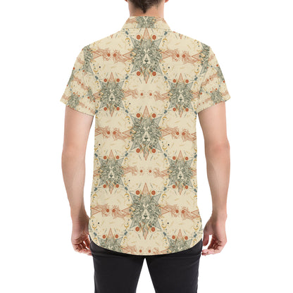 Leo Pattern Print Design 02 Men's Short Sleeve Button Up Shirt