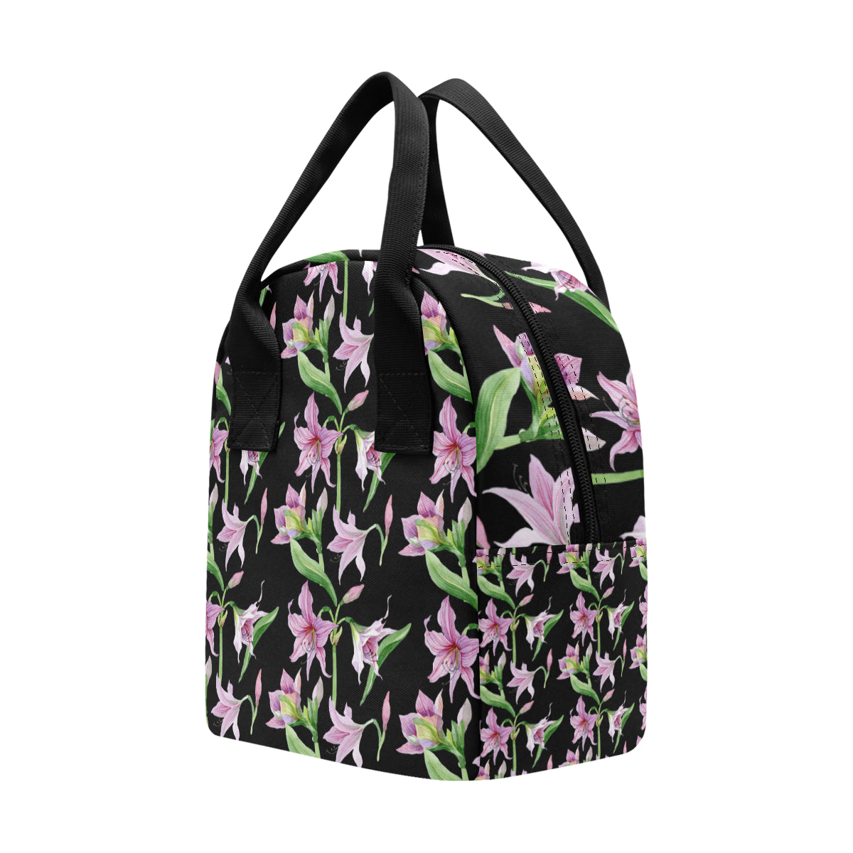 Amaryllis Pattern Print Design AL08 Insulated Lunch Bag