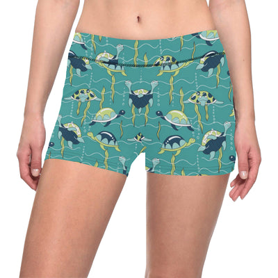 Sea Turtle Pattern Print Design T08 Yoga Shorts