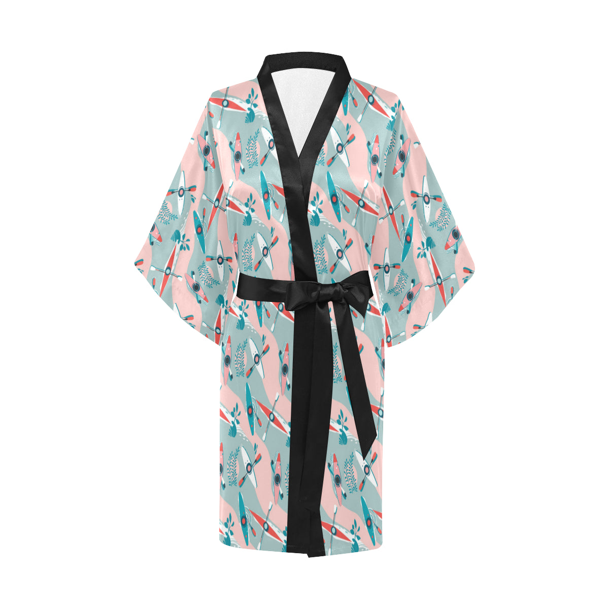 Kayak Pattern Print Design 05 Women's Short Kimono