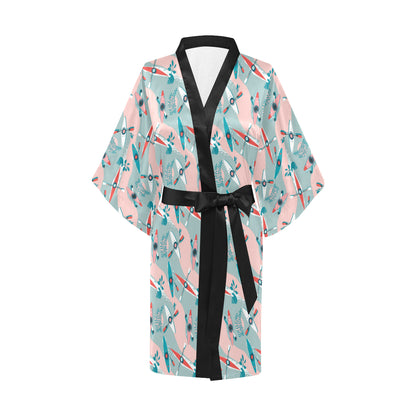 Kayak Pattern Print Design 05 Women's Short Kimono