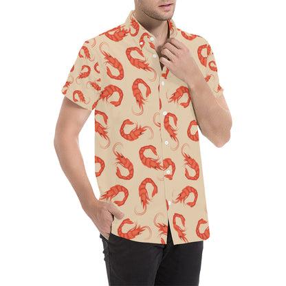 Prawn Pattern Print Design 02 Men's Short Sleeve Button Up Shirt