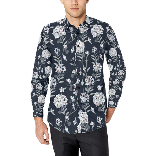 Hydrangea Pattern Print Design HD07 Men's Long Sleeve Shirt