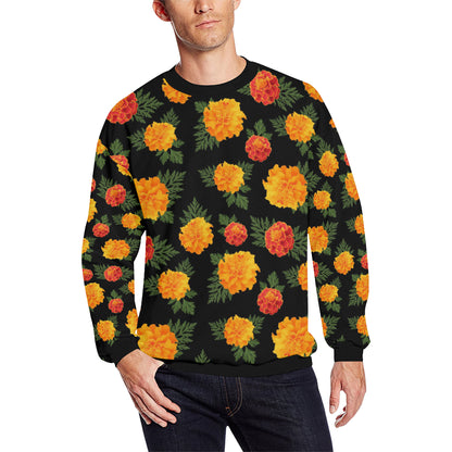 Marigold Pattern Print Design MR05 Men Long Sleeve Sweatshirt