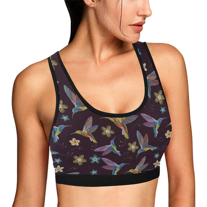 Hummingbird Pattern Print Design 04 Sports Bra