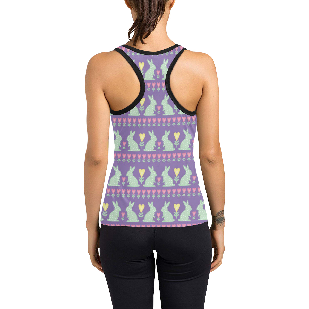 Rabbit Pattern Print Design RB01 Women's Racerback Tank Top