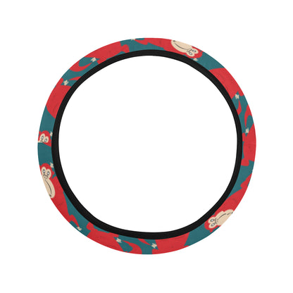 Chimpanzee Pattern Print Design 04 Steering Wheel Cover with Elastic Edge