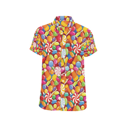Candy Pattern Print Design 02 Men's Short Sleeve Button Up Shirt
