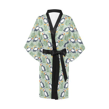 Puffin Pattern Print Design A04 Women's Short Kimono