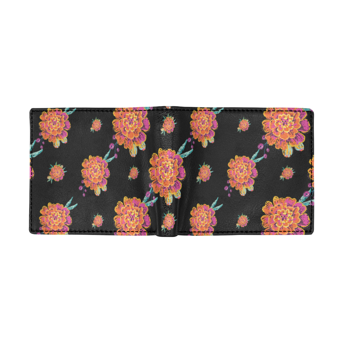 Marigold Pattern Print Design 01 Men's ID Card Wallet