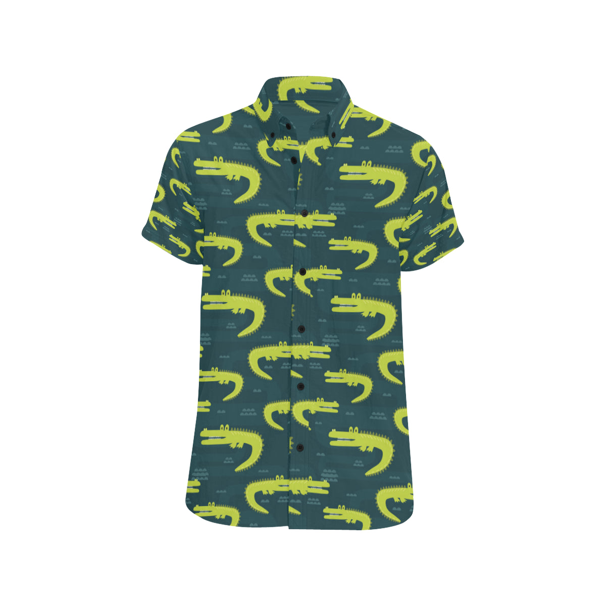 Alligator Pattern Print Design 03 Men's Short Sleeve Button Up Shirt