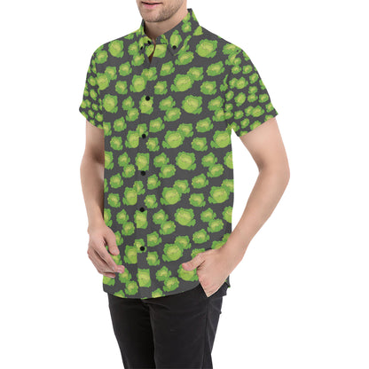 Cabbage Pattern Print Design 01 Men's Short Sleeve Button Up Shirt
