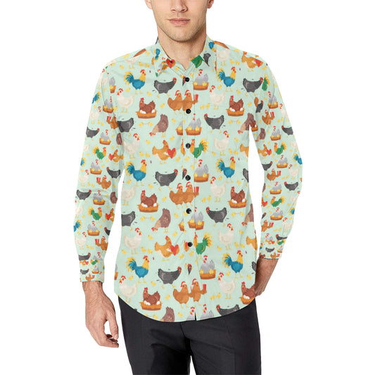 Chicken Pattern Print Design 07 Men's Long Sleeve Shirt