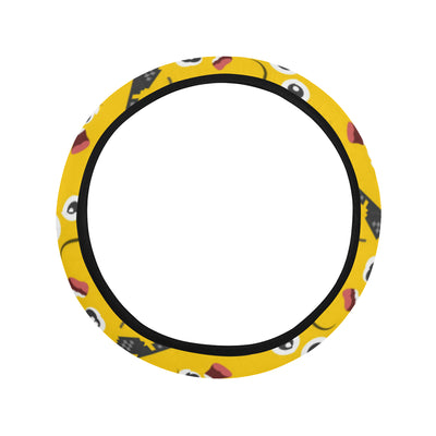 Emoji Face Print Pattern Steering Wheel Cover with Elastic Edge