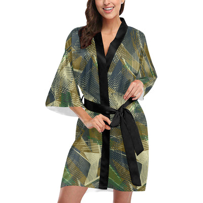 Military Camouflage Pattern Print Design 01 Women's Short Kimono