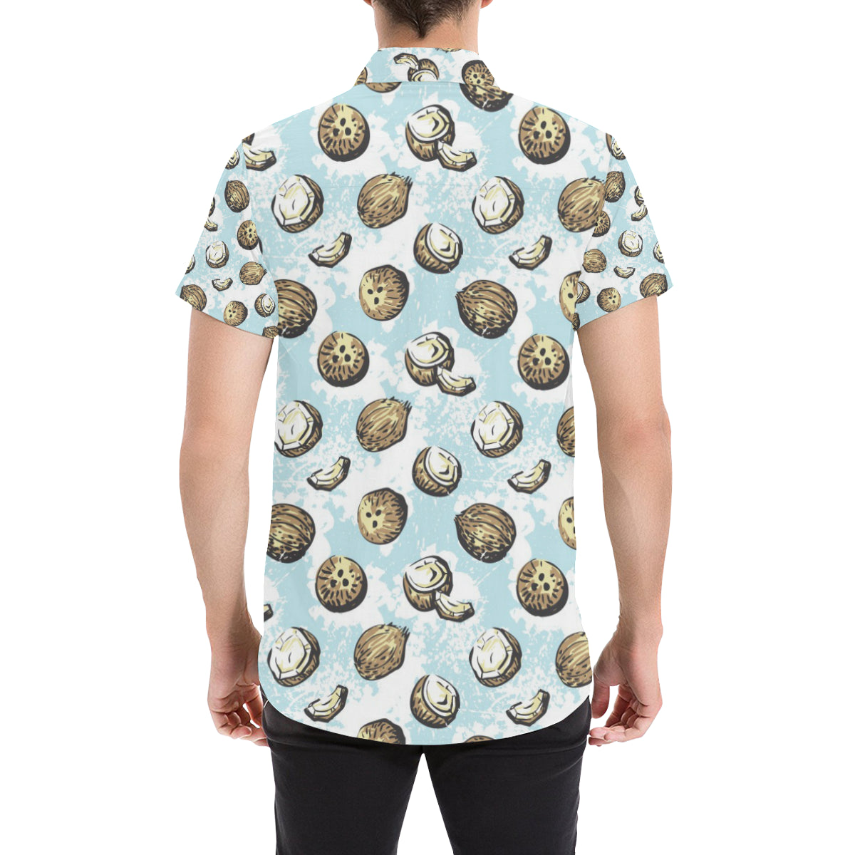 Coconut Pattern Print Design CN01 Men's Short Sleeve Button Up Shirt