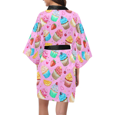 Cupcake Pattern Print Design CP05 Women's Short Kimono