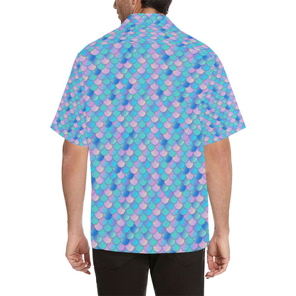 Mermaid Scales Pastel Pattern Print Design 07 Men's Hawaiian Shirt