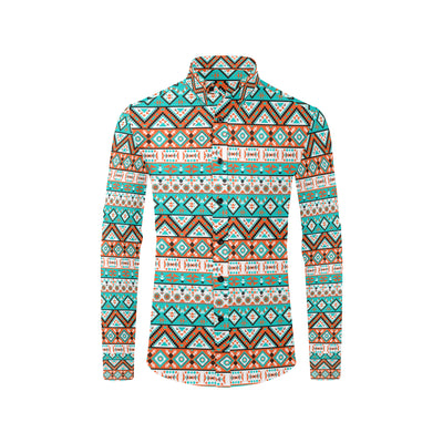 Navajo Style Print Pattern Men's Long Sleeve Shirt