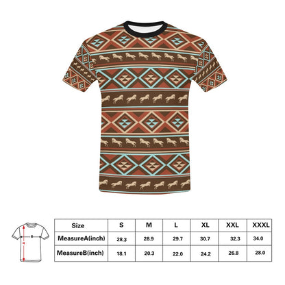 Western Horse Pattern Print LKS301 Men's All Over Print T-shirt