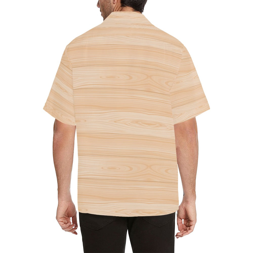 Wood Texture Print Design LKS302 Men's Hawaiian Shirt