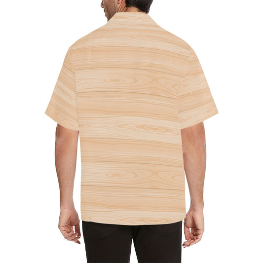 Wood Texture Print Design LKS302 Men's Hawaiian Shirt